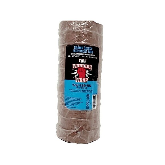 10 PACK NSI WW-722-BN Warrior Wrap 7mil General Vinyl Brown Electrical Tape 60ft - Picture 1 of 12